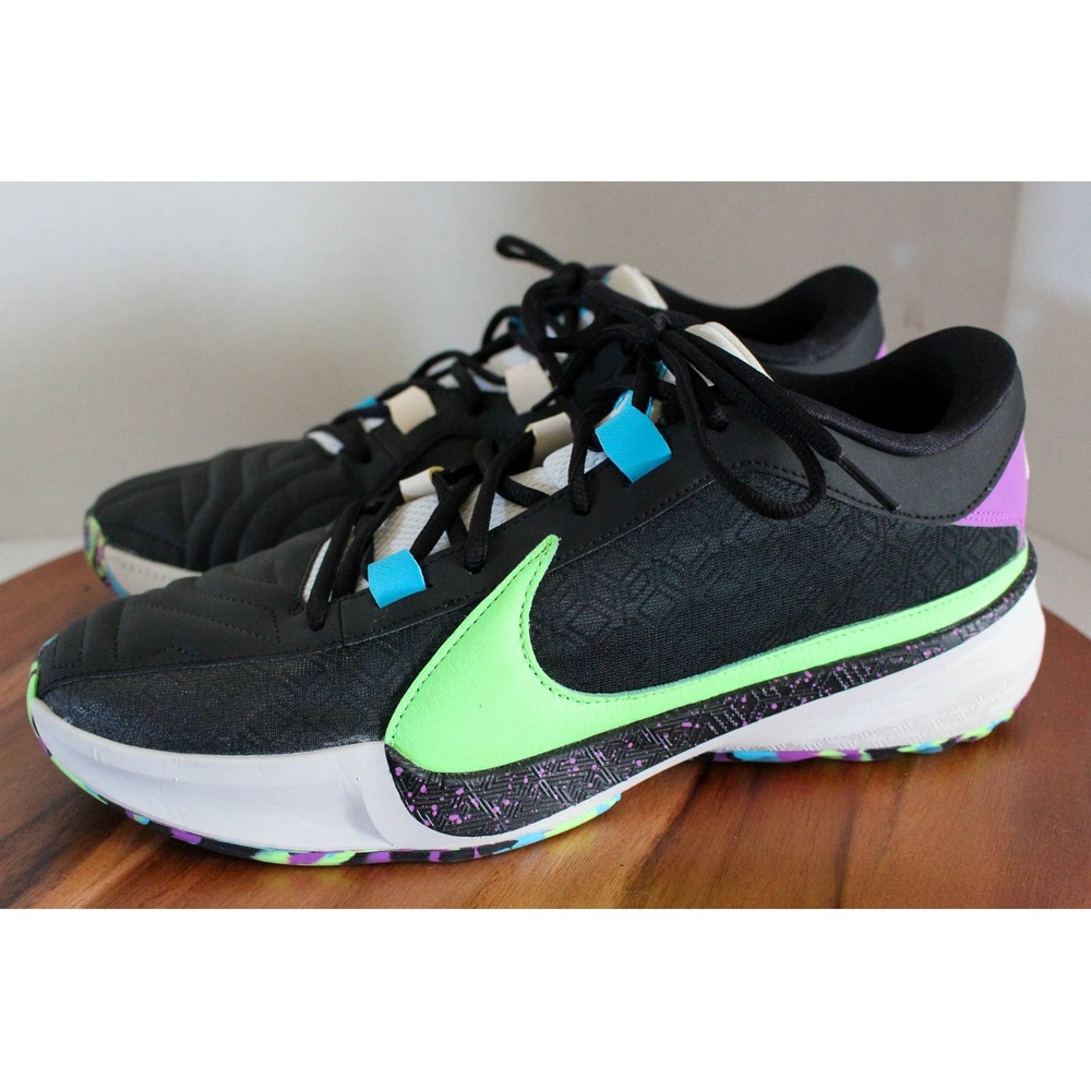 Nike Basketball Shoes Mens 12 Black Green Zoom Freak 5 Lace Sneakers DX4985-002